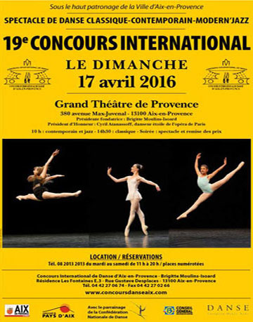 affiche 2016 Concours de danse d'aix en Provence